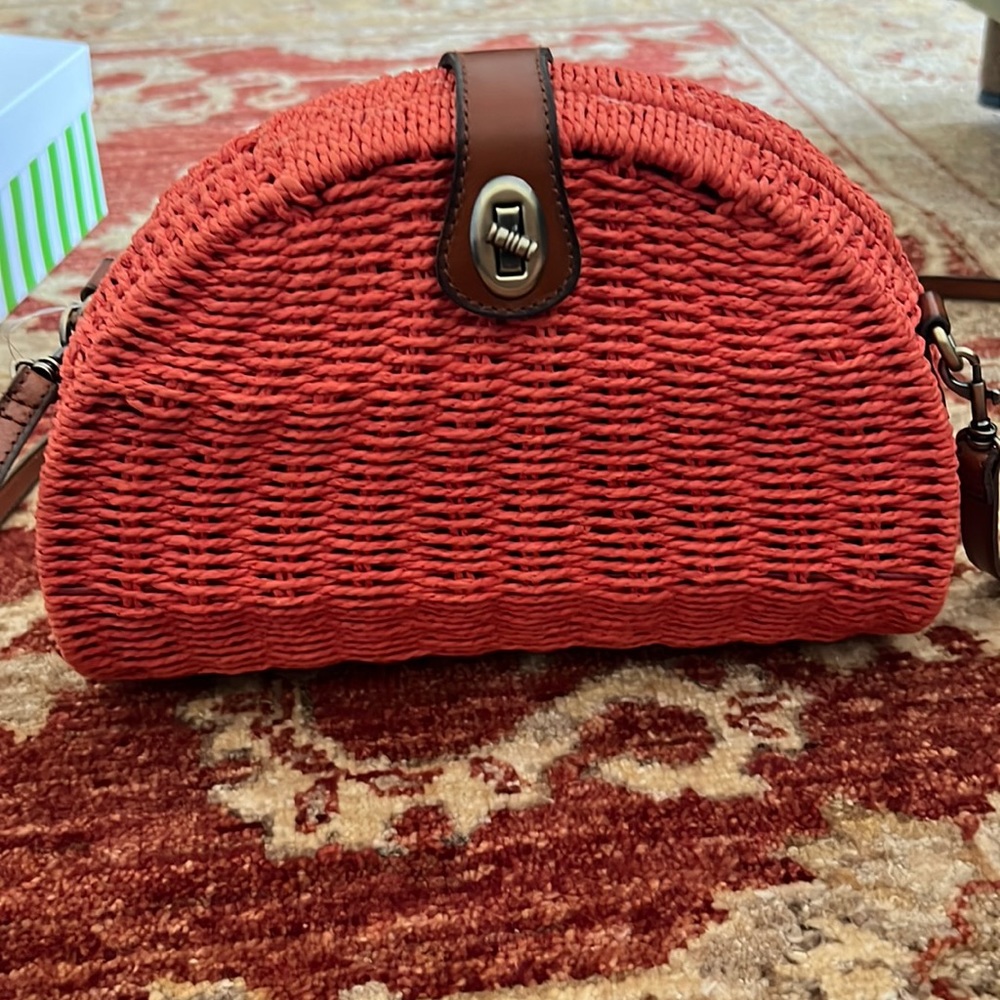 Patricia Nash Orange half moon wicker Bag